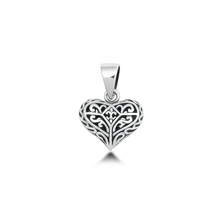 Load image into Gallery viewer, Sterling Silver Oxidized And High Polished Heart Pendant