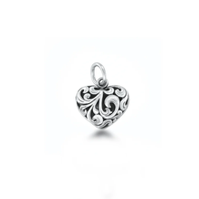 Load image into Gallery viewer, Sterling Silver Oxidized Hearts And Vines Pendant