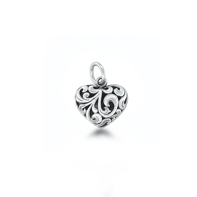Sterling Silver Oxidized Hearts And Vines Pendant