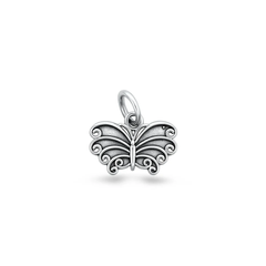 Sterling Silver Oxidized 10mm Butterfly Pendant