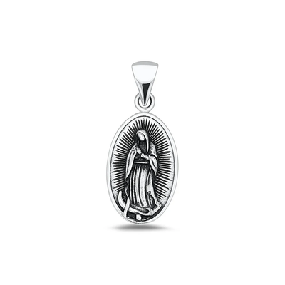 Sterling Silver Oxidized Virgin Mary Pendant