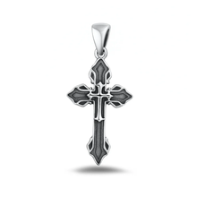 Load image into Gallery viewer, Sterling Silver Oxidized 27mm Cross Pendant