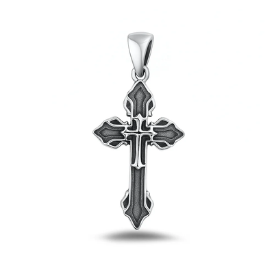 Sterling Silver Oxidized 27mm Cross Pendant