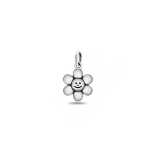 Load image into Gallery viewer, Sterling Silver Oxidized And Polished Happy Face Flower Pendant