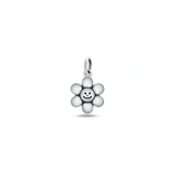 Sterling Silver Oxidized And Polished Happy Face Flower Pendant