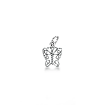 Sterling Silver Oxidized 9.2mm Butterfly Pendant