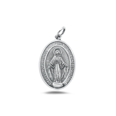 Sterling Silver Oxidized And Polished Virgin Mary Pendant