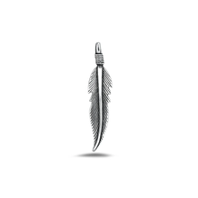 Load image into Gallery viewer, Sterling Silver Oxidized 25.8mm Feather Pendant