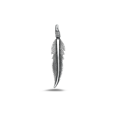 Sterling Silver Oxidized 25.8mm Feather Pendant