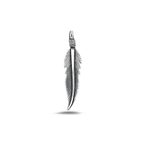 Sterling Silver Oxidized 25.8mm Feather Pendant