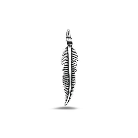 Sterling Silver Oxidized 25.8mm Feather Pendant