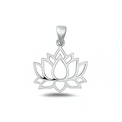 Sterling Silver Oxidized And High Polished Lotus Pendant
