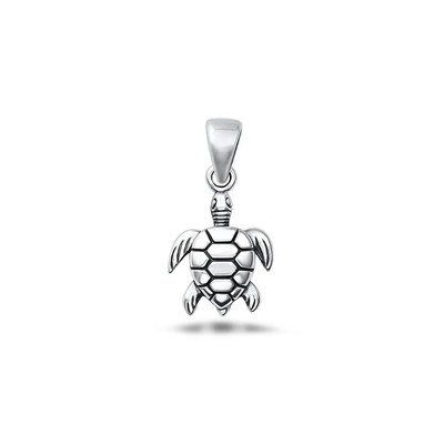 Sterling Silver Oxidized And High Polished 14.2mm Turtle Pendant