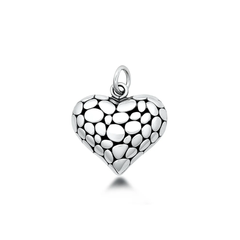 Sterling Silver Oxidized And High Polished 18mm Heart Pendant