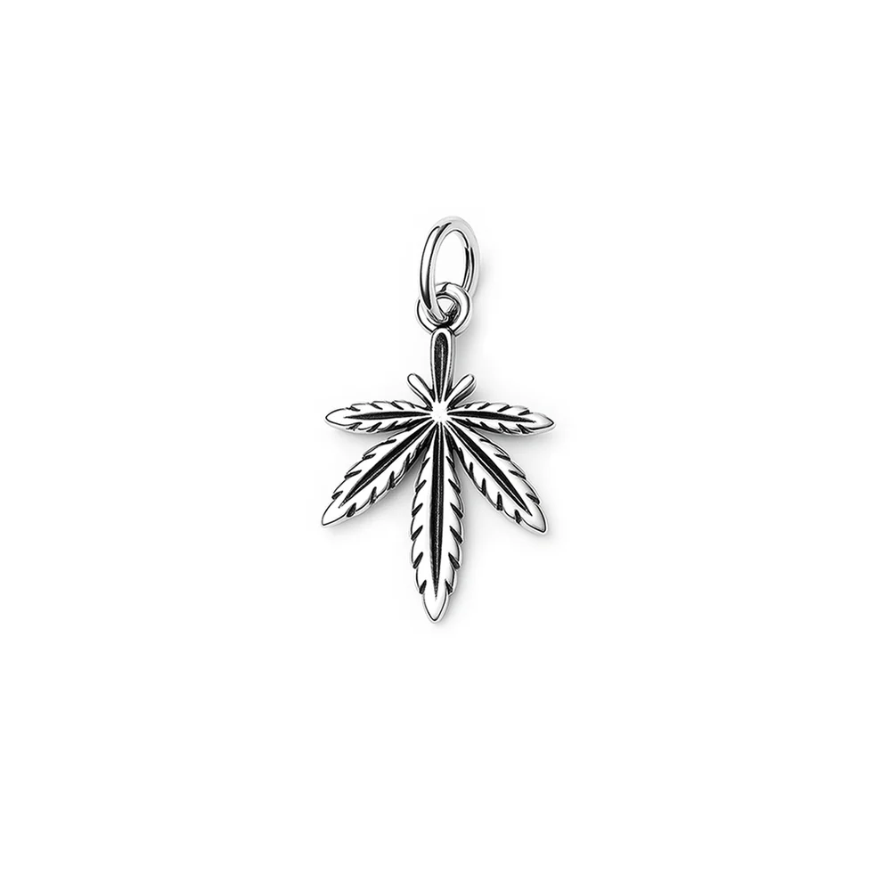 Sterling Silver Oxidized Marijuana Pendant