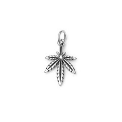 Sterling Silver Oxidized Marijuana Pendant