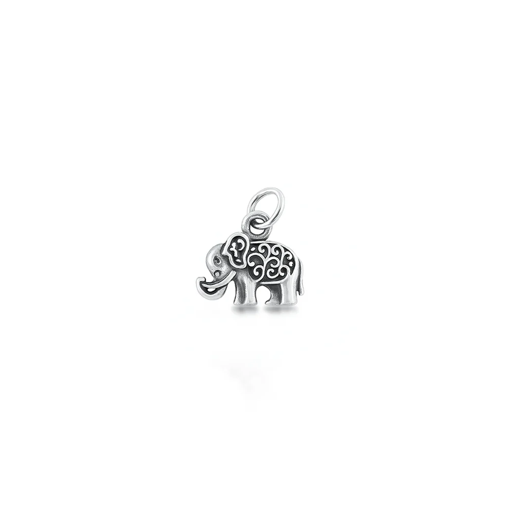 Sterling Silver Oxidized 7.7mm Elephant Pendant