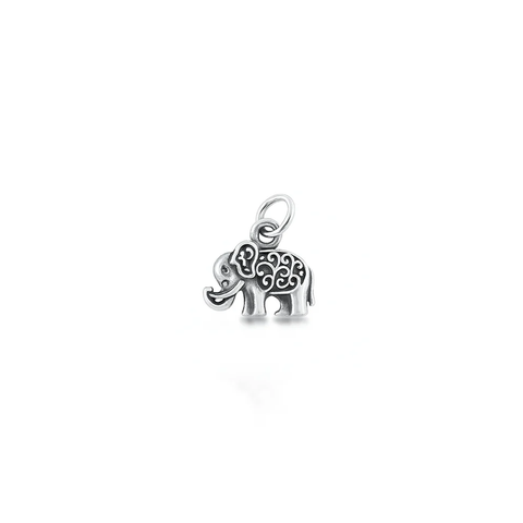 Sterling Silver Oxidized 7.7mm Elephant Pendant