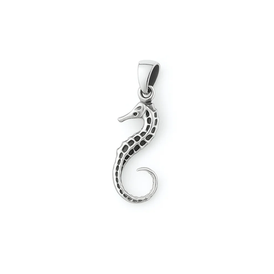 Sterling Silver Oxidized Seahorse Pendant