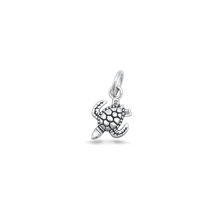 Load image into Gallery viewer, Sterling Silver Oxidized 9.2mm Turtle Pendant