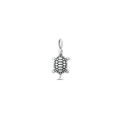 Sterling Silver Oxidized 11.8mm Turtle Pendant
