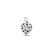 Load image into Gallery viewer, Sterling Silver Oxidized Heart Moon And Star Pendant