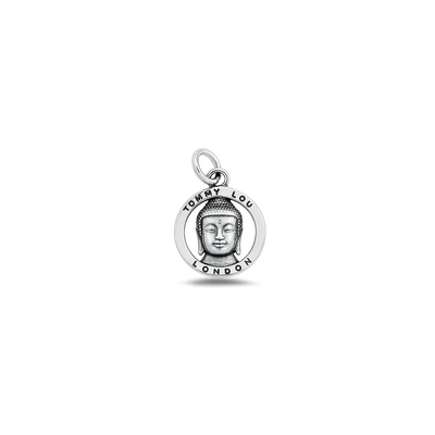 Sterling Silver Oxidized 10mm Buddha Pendant