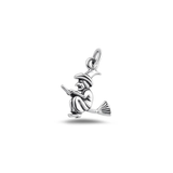 Sterling Silver Oxidized Witch Pendant