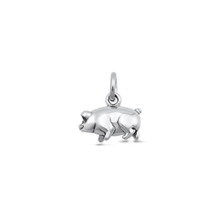 Sterling Silver Oxidized And High Polished Pig Pendant