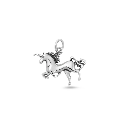 Sterling Silver Oxidized Unicorn Pendant