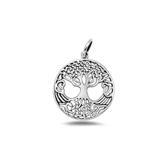 Sterling Silver Oxidized And High Polished Tree Of Life Pendant
