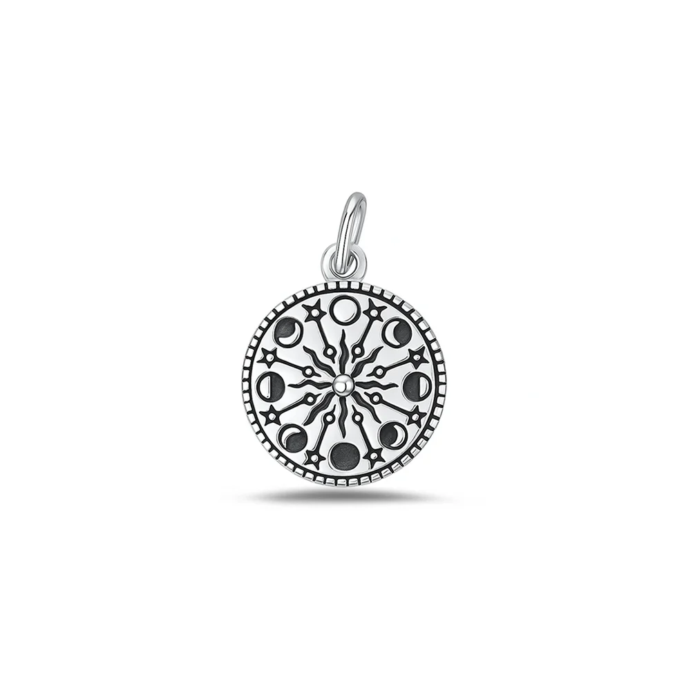 Sterling Silver Oxidized Moon Phases Pendant