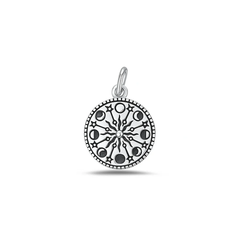 Sterling Silver Oxidized Moon Phases Pendant