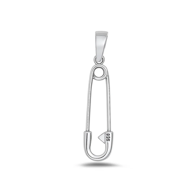 Sterling Silver Oxidized And High Polished Safety Pin Pendant