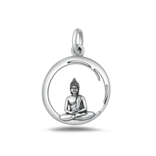 Load image into Gallery viewer, Sterling Silver Oxidized Buddha Pendant
