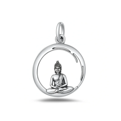 Sterling Silver Oxidized Buddha Pendant