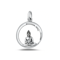 Sterling Silver Oxidized Buddha Pendant