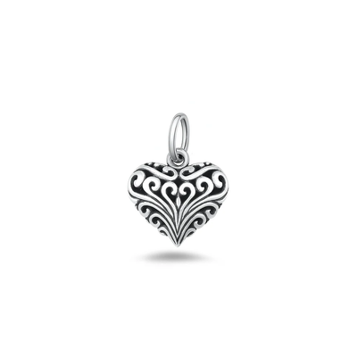 Sterling Silver Oxidized 12.2mm Heart Pendant