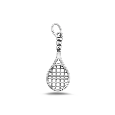 Sterling Silver Oxidized Tennis Racket Pendant