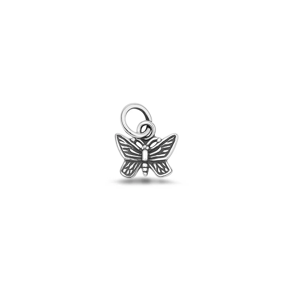 Sterling Silver Oxidized And High Polished 6.4mm Butterfly Pendant