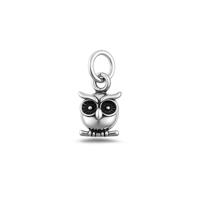 Sterling Silver Oxidized Owl Pendant