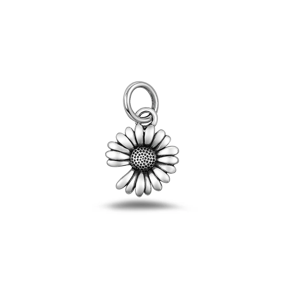 Sterling Silver Oxidized And High Polished Flower Pendant