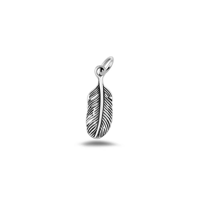 Sterling Silver Oxidized And High Polished 15.2mm Feather Pendant