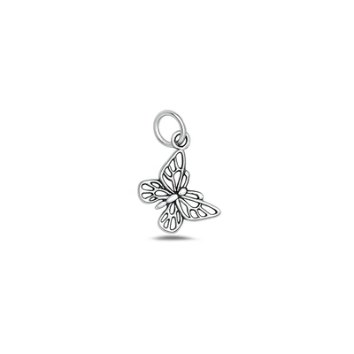 Sterling Silver Oxidized 12mm Butterfly Pendant