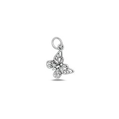 Sterling Silver Oxidized 12mm Butterfly Pendant
