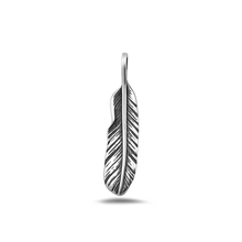 Load image into Gallery viewer, Sterling Silver Oxidized And High Polished 28.1mm Feather Pendant
