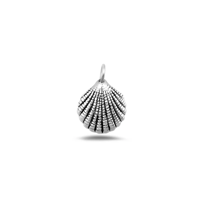 Sterling Silver Oxidized And High Polished Seashell Pendant