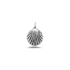 Sterling Silver Oxidized And High Polished Seashell Pendant