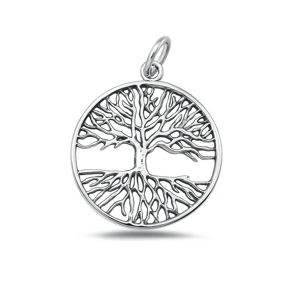 Sterling Silver Oxidized And High Polished Tree Of Life Pendant
