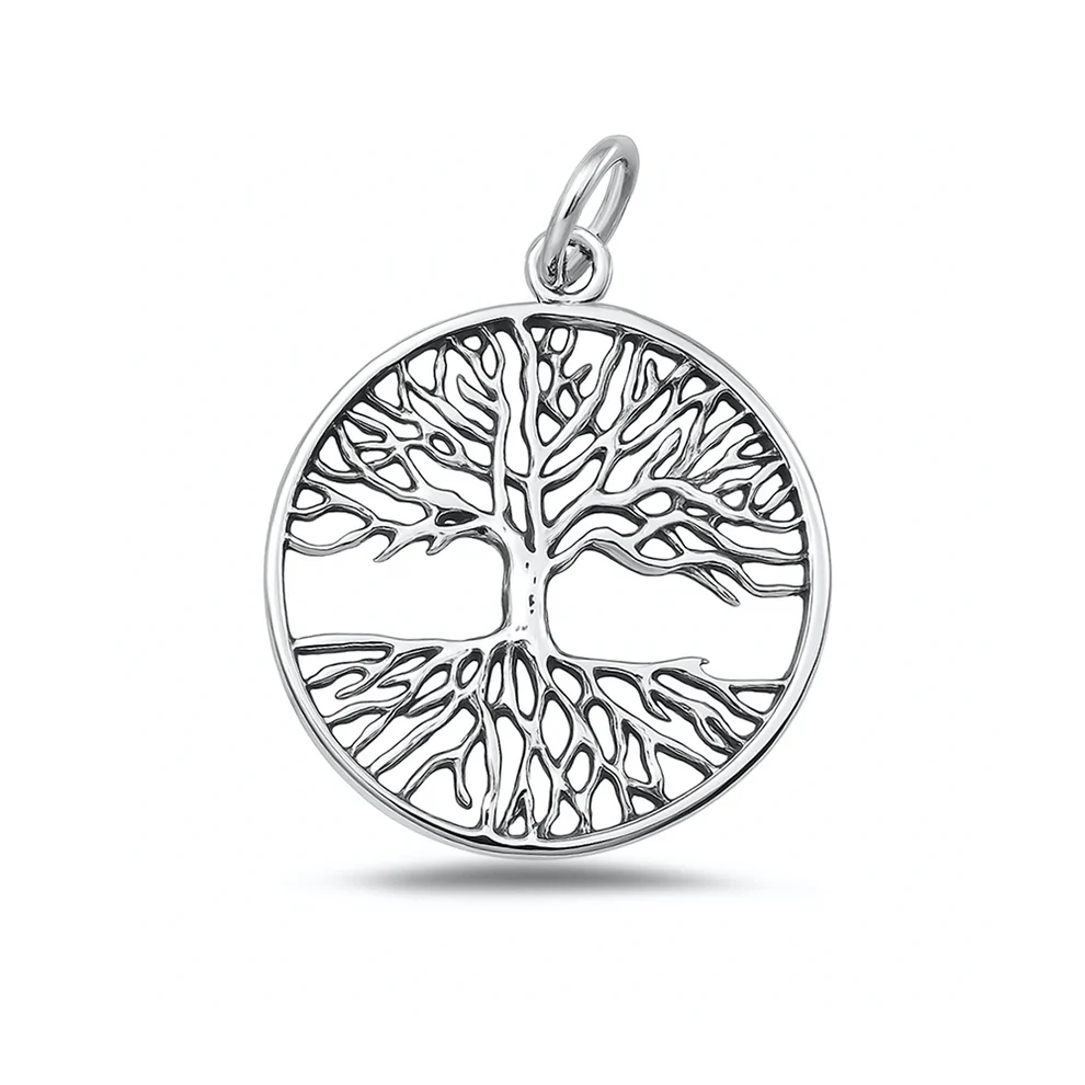 Sterling Silver Oxidized And High Polished Tree Of Life Pendant